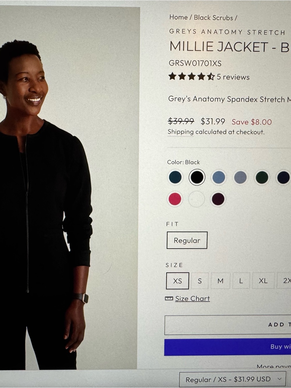 Grey's Anatomy Millie Jacket - Black